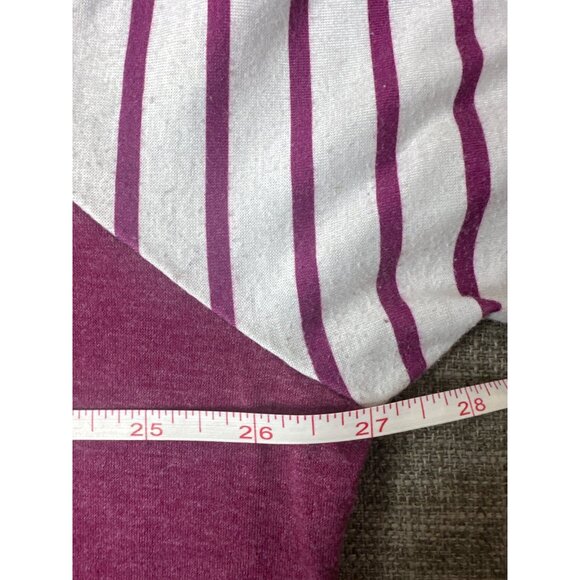Womens Raglan Sleeve Top With White & Plum Purple Stripes Size 3XL Shirt - Picture 4 of 5